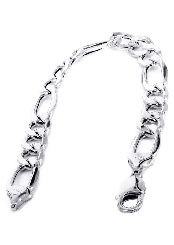 White Gold Bracelet Solid Figaro 10K/14K