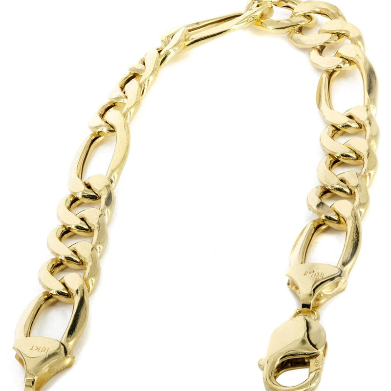 Semi Solid  Mens Figaro Bracelet 10K/14K Yellow Gold