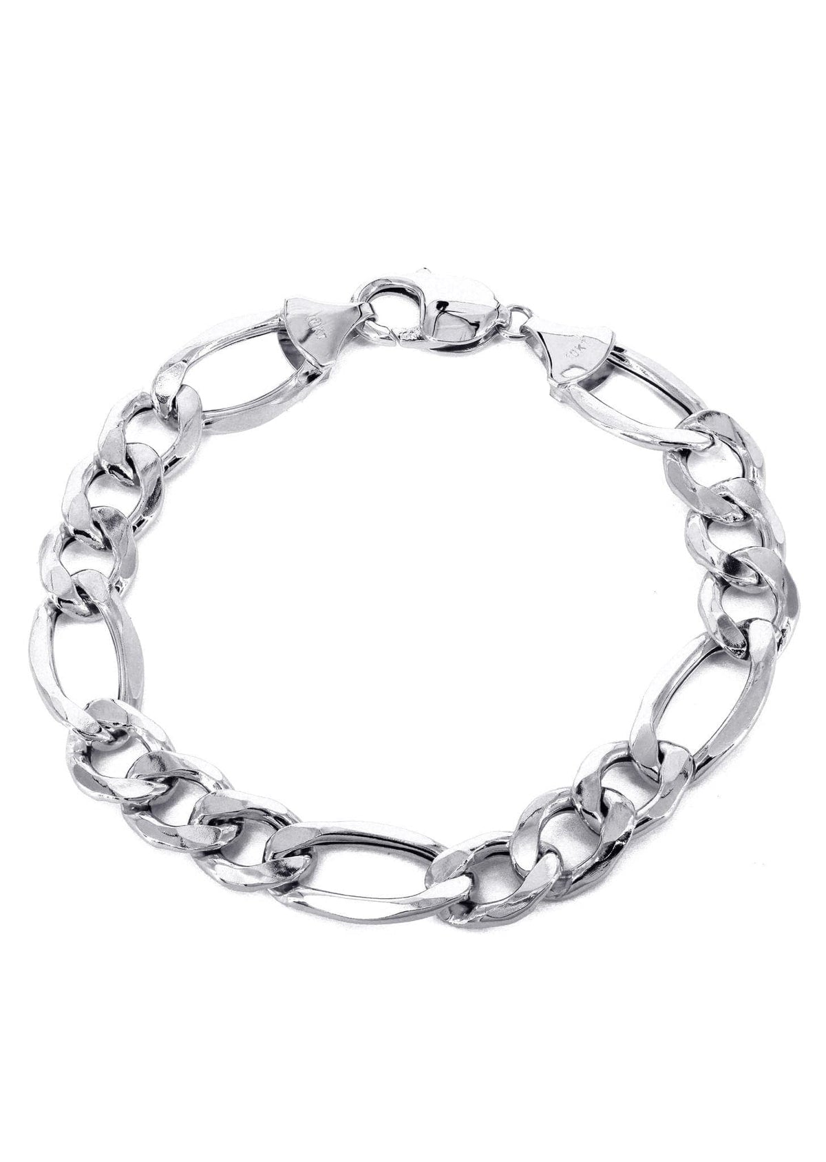 Semi Solid  Womens Figaro Bracelet 10K White Gold