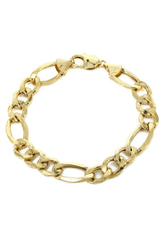 14K Gold Bracelet Semi Solid  Figaro
