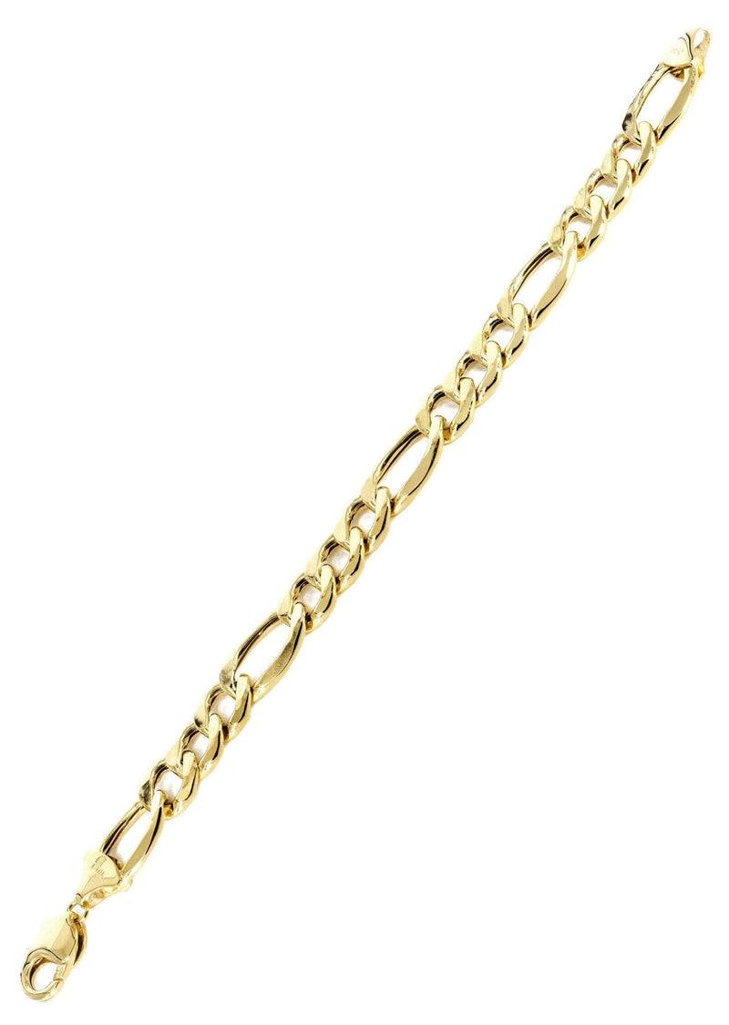 14K Gold Bracelet Semi Solid  Figaro For Women