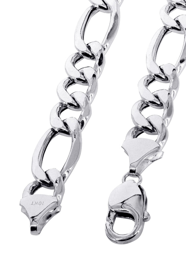 Mens Semi Solid  Figaro Chain 10K White Gold