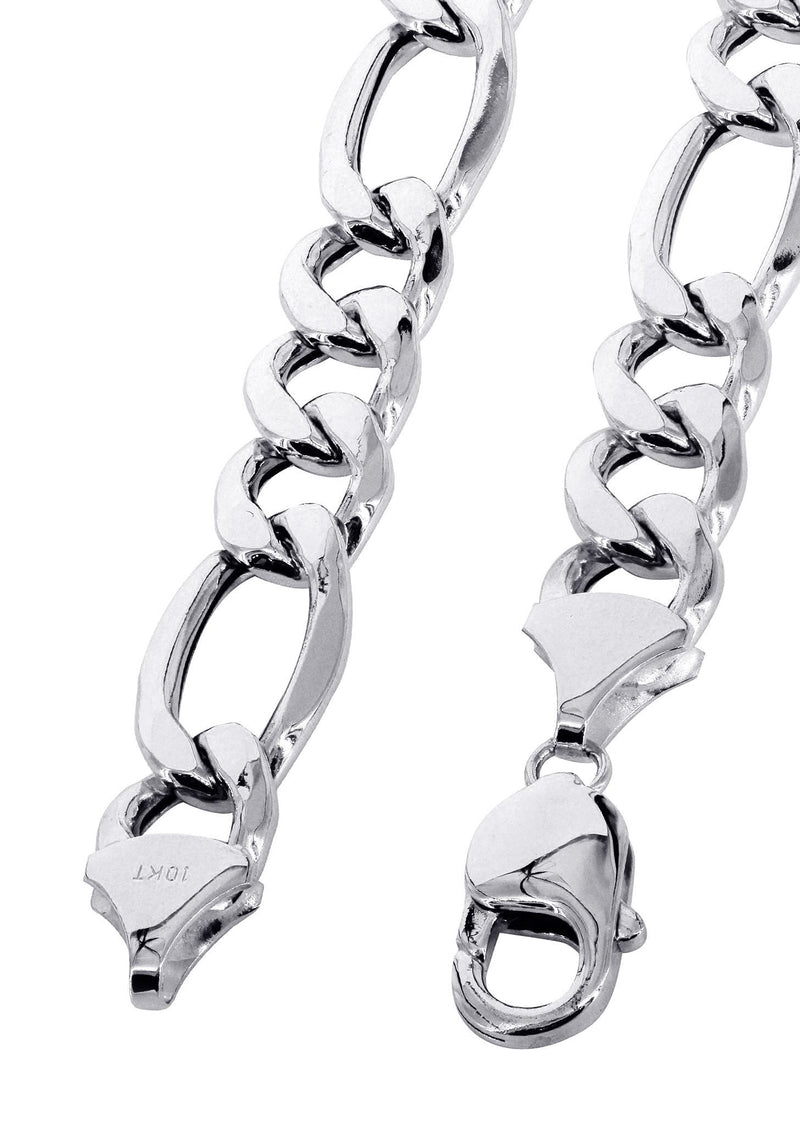 Mens Semi Solid  Figaro Chain 10K White Gold
