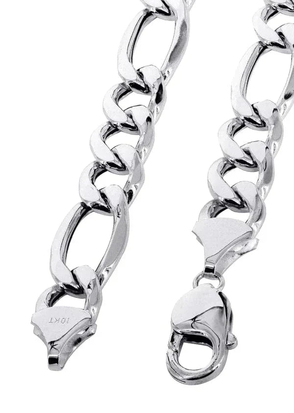 Mens Hollow Figaro Chain 10K/14K - White Gold
