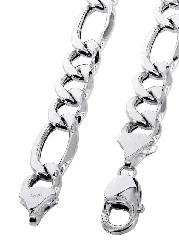 Womens Solid Figaro Chain 10K/14K - White Gold