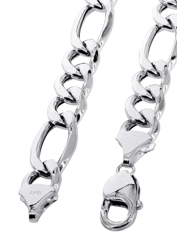Womens Hollow Figaro Chain 10K/14K - White Gold