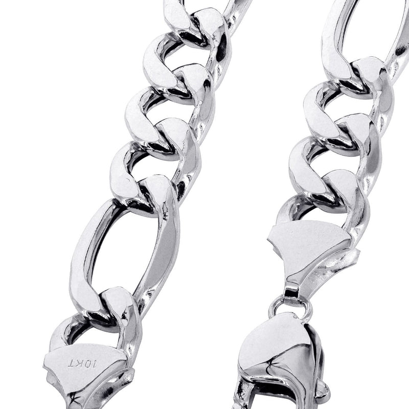 White Gold Chain - Mens Semi Solid  Figaro Chain 10K/14K Gold
