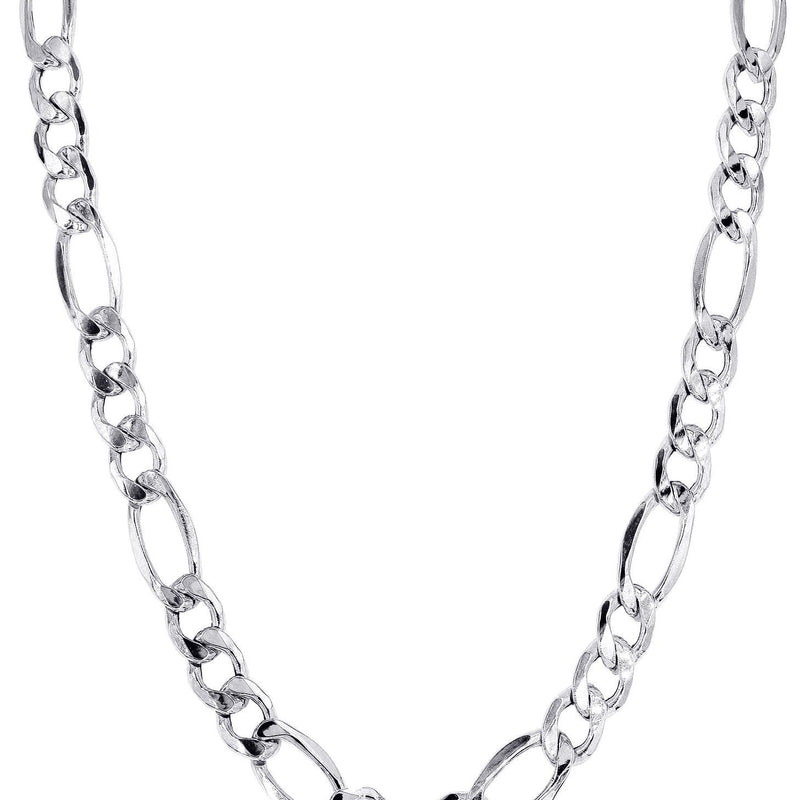 Mens Semi Solid  Figaro Chain 10K White Gold