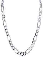 Mens Semi Solid  Figaro Chain 10K White Gold