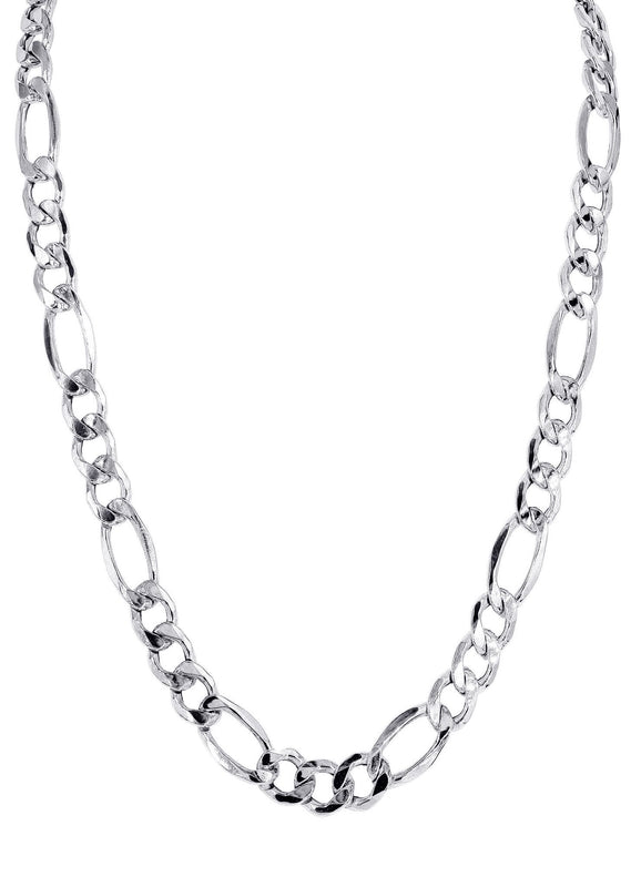Mens Semi Solid  Figaro Chain 10K White Gold