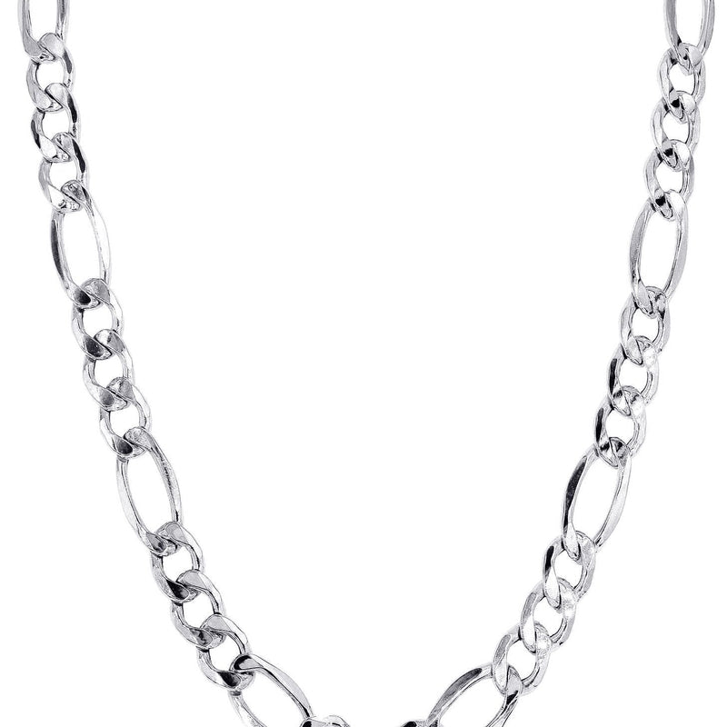 White Gold Chain - Mens Semi Solid  Figaro Chain 10K/14K Gold
