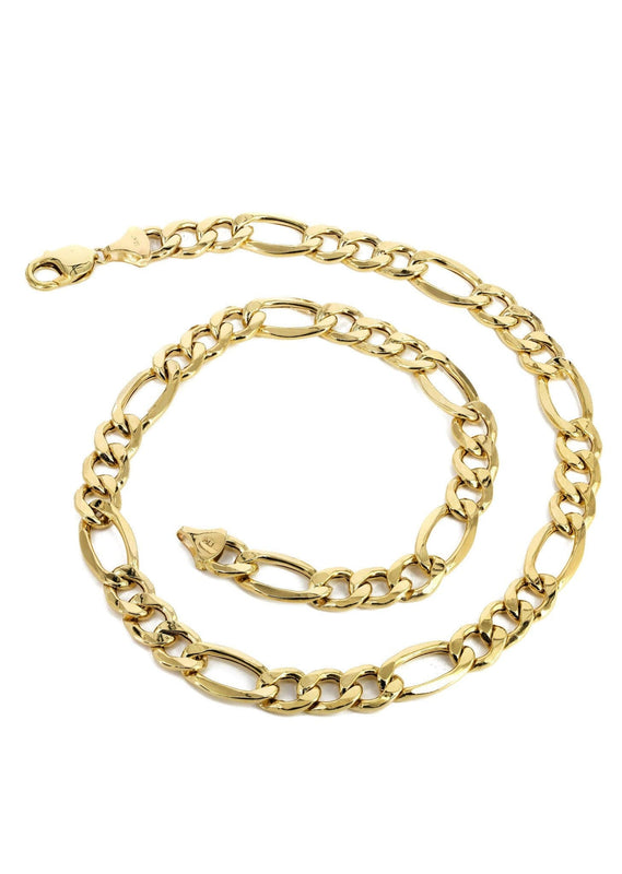 Mens Solid Figaro Chain 10k Gold