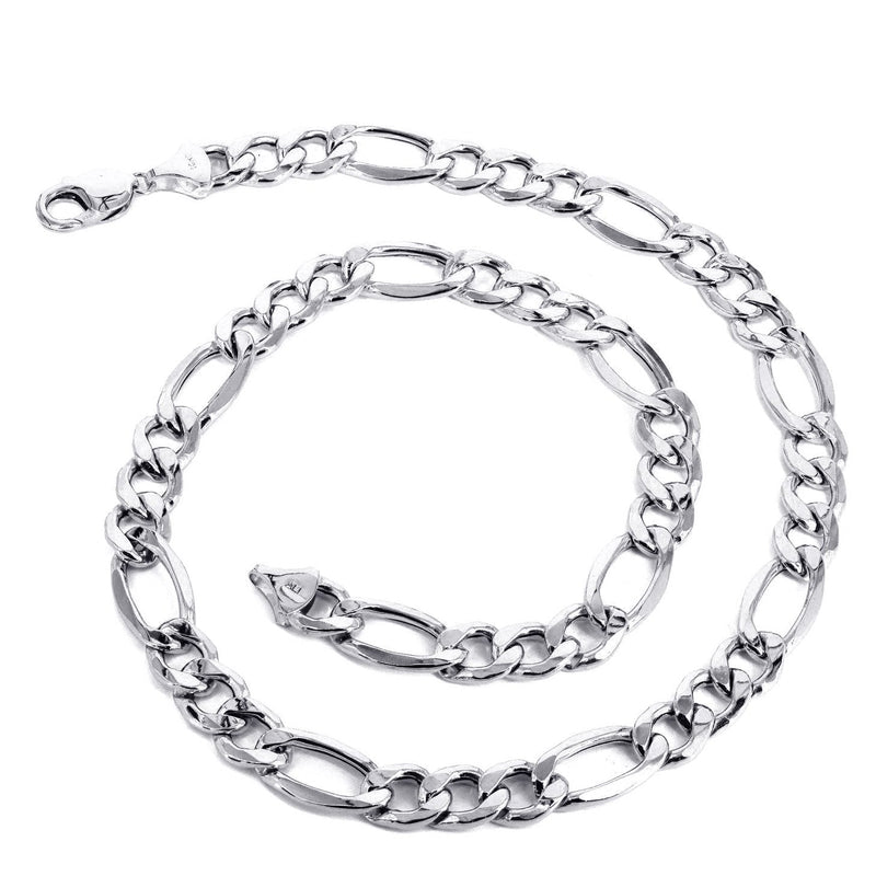 White Gold Chain - Mens Solid Figaro Chain 10K/14K Gold