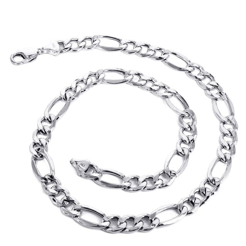 White Gold Chain - Mens Semi Solid  Figaro Chain 10K/14K Gold