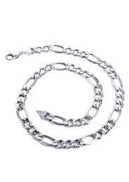 Mens Semi Solid  Figaro Chain 10K White Gold