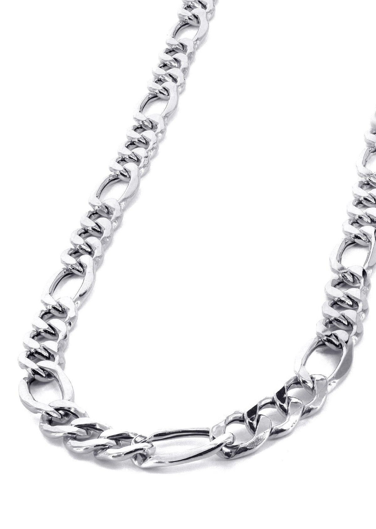 White Gold Chain - Womens Semi Solid  Figaro Chain 10K Gold