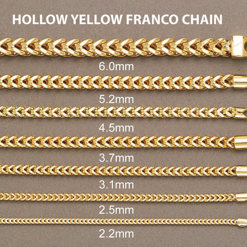 Semi Solid  Mens Franco Bracelet 10K/14K Yellow Gold