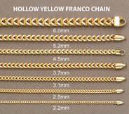 Semi Solid  Mens Franco Bracelet 10K/14K Yellow Gold