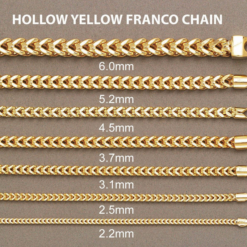 Womens 14K Gold Chain - Semi Solid  Yellow Franco Chain