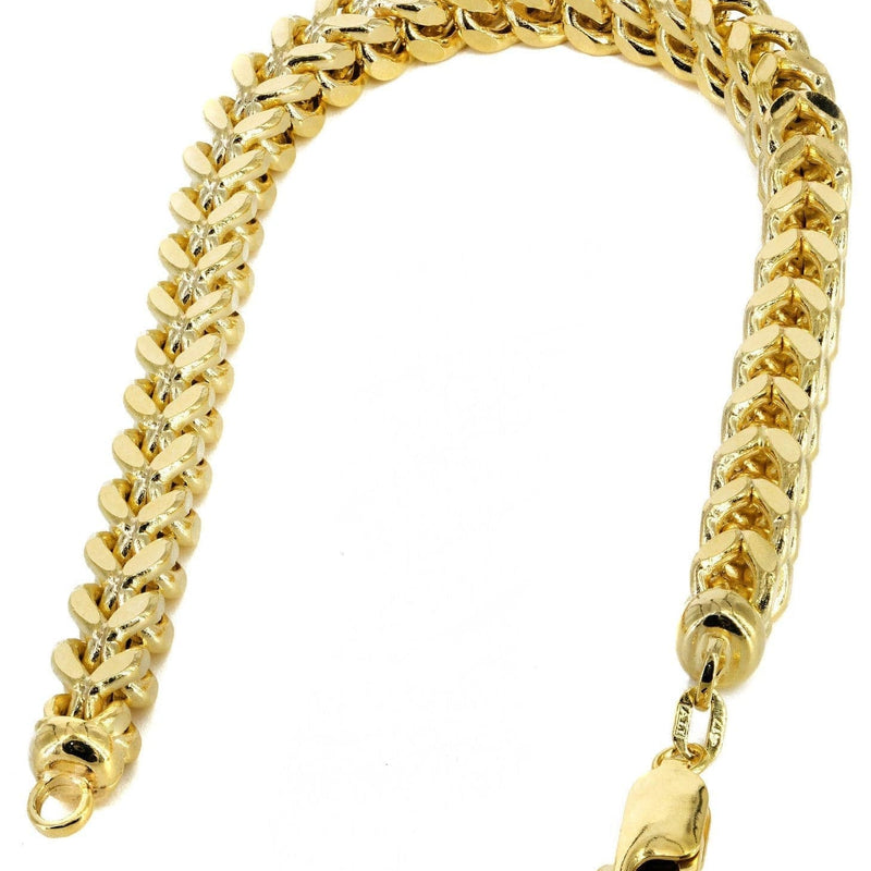 Semi Solid  Mens Franco Bracelet 10K/14K Yellow Gold