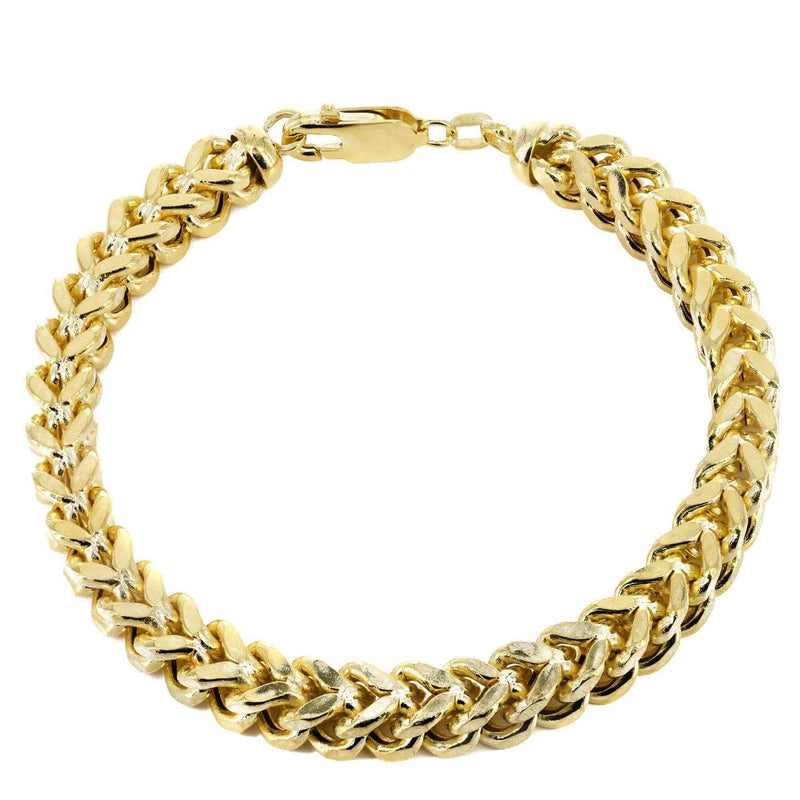 Semi Solid  Mens Franco Bracelet 10K/14K Yellow Gold