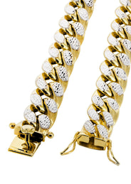 Womens 14K Gold Chain - Semi Solid  Diamond Cut Miami Cuban Link Chain