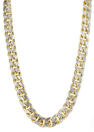 Semi Solid Diamond Cut Miami Cuban Link Chain 14K Gold