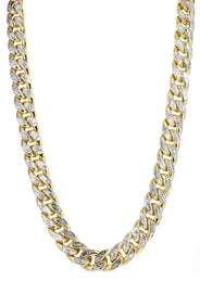 Gold Chain - Womens Semi Solid  Diamond Cut Miami Cuban Link Chain 10K/14K Gold