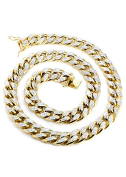 Gold Chain - Womens Semi Solid  Diamond Cut Miami Cuban Link Chain 10K/14K Gold