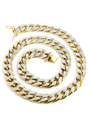 Gold Chain - Womens Semi Solid  Diamond Cut Miami Cuban Link Chain 10k Gold