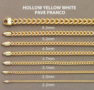 Semi Solid  Womens Diamond Cut Franco Bracelet 10K/14K Yellow Gold