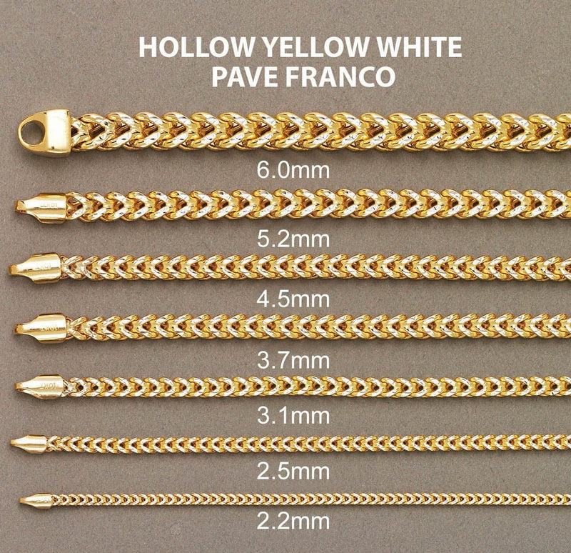 Semi Solid  Womens Diamond Cut Franco Bracelet 10K/14K Yellow Gold