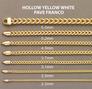 Womens 14K Yellow Gold Chain - Semi Solid  Diamond Cut Franco Chain