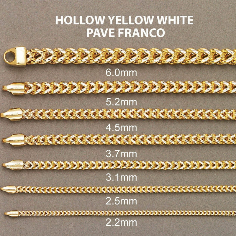 Gold Chain - Womens Semi Solid  Diamond Cut Franco Chain 10K/14K Gold