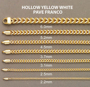 Mens Semi Solid  Diamond Cut Franco Chain 10K Gold