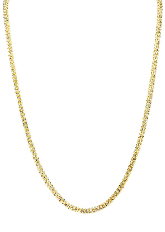 Womens 14K Yellow Gold Chain - Semi Solid  Diamond Cut Franco Chain