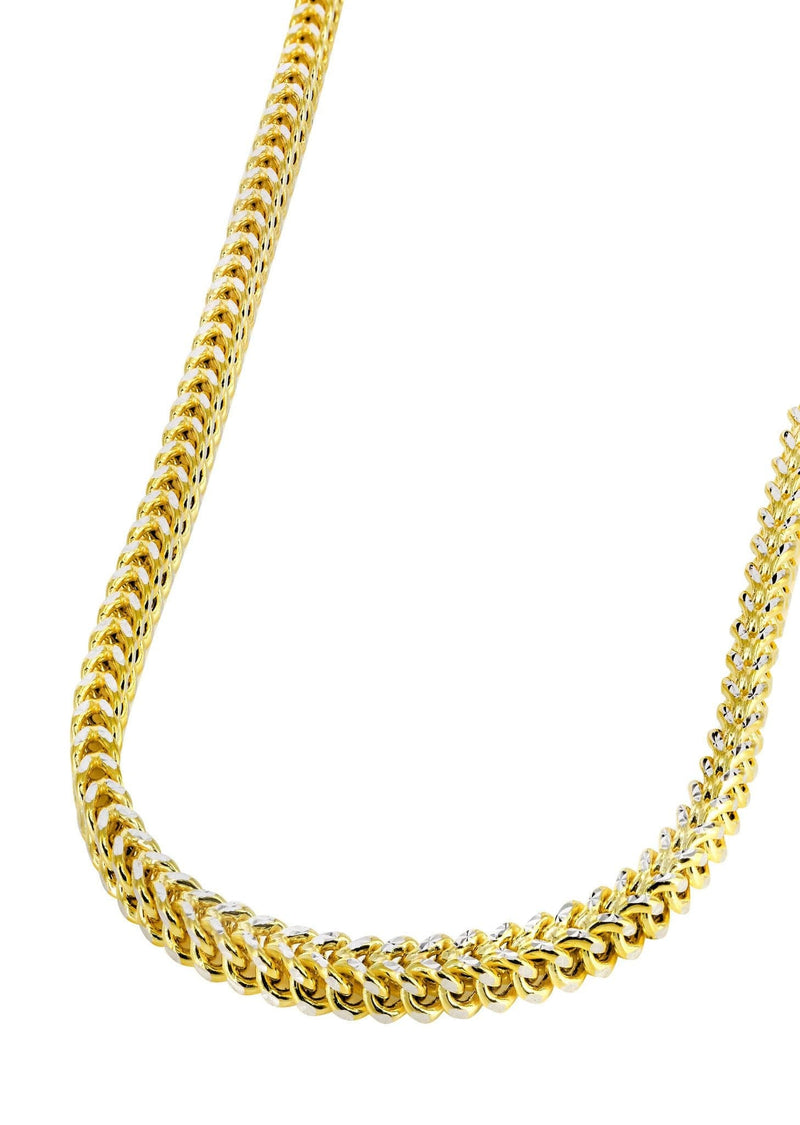 Mens Semi Solid  Diamond Cut Franco Chain 10K Gold
