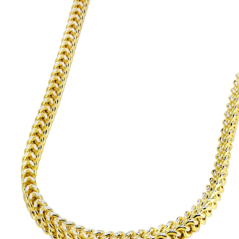 Womens 14K Yellow Gold Chain - Semi Solid  Diamond Cut Franco Chain