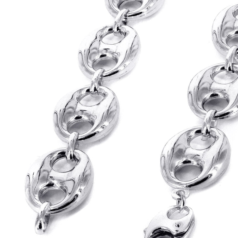 Mens Semi Solid  Puff Chain 10K White Gold