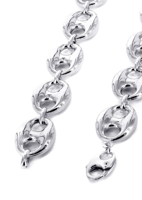 Mens Semi Solid  Puff Chain 10K White Gold