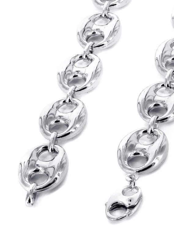 Mens Semi Solid  Puff Chain 10K White Gold