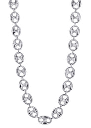 Mens Semi Solid  Puff Chain 10K White Gold