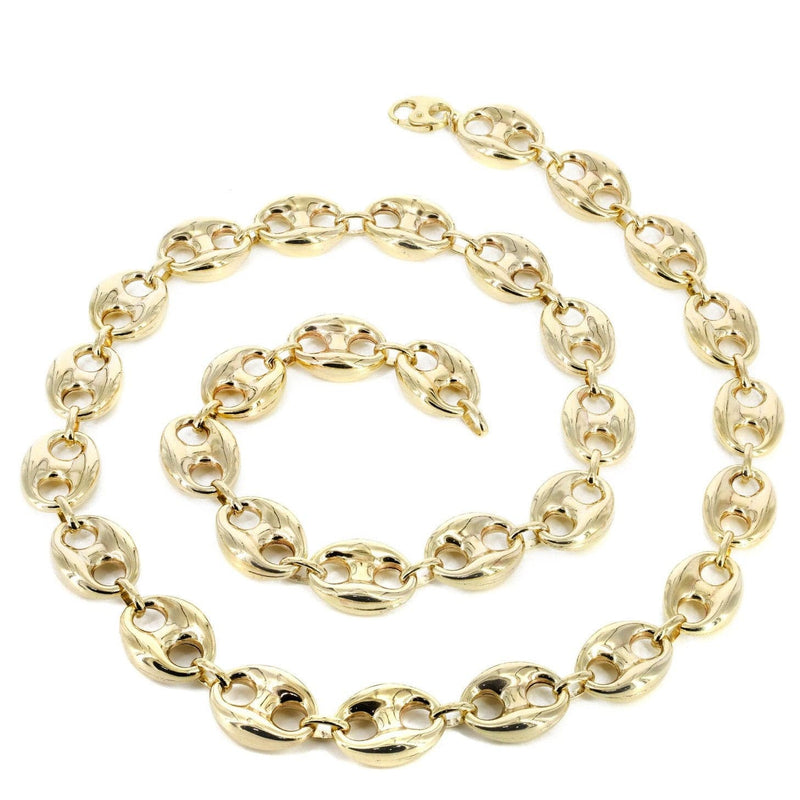 Semi Solid Puff Chain 14K Gold