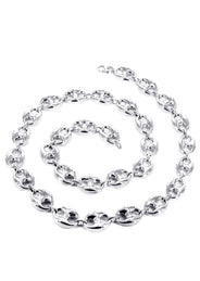 Mens Semi Solid  Puff Chain 10K White Gold