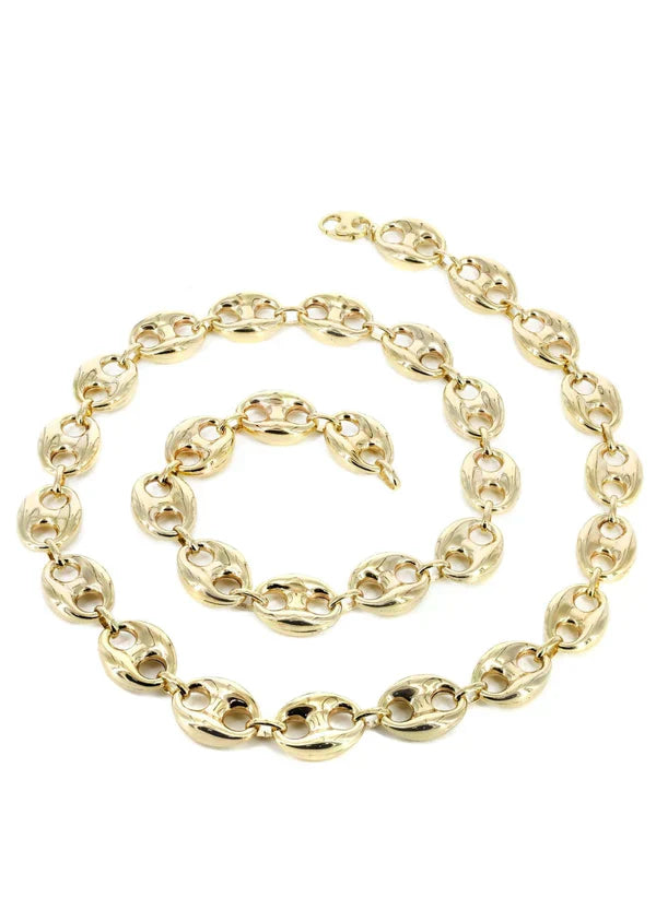 Hollow Puff Gucci Chain 10K/14K - Yellow Gold