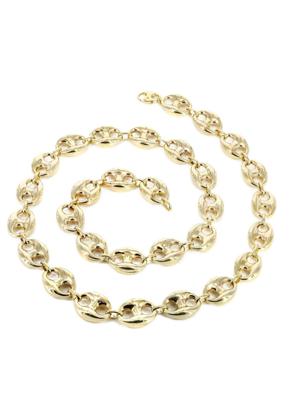 Gold Chain - Mens Semi Solid  Puff Chain 10K/14K Gold