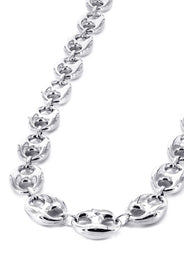 Mens Semi Solid  Puff Chain 10K White Gold