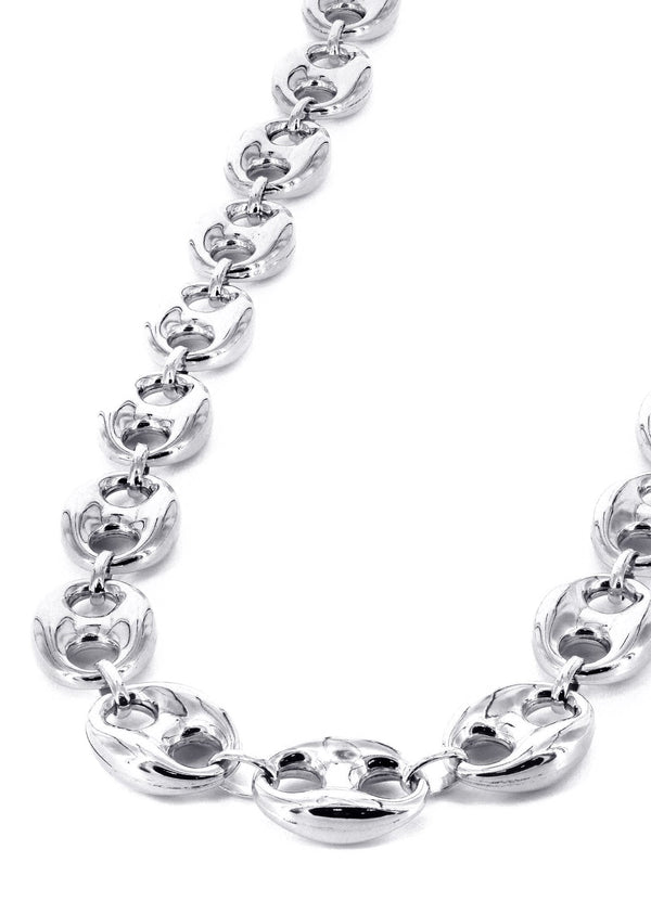 White Gold Chain - Womens Semi Solid  Puff Chain 10K Gold