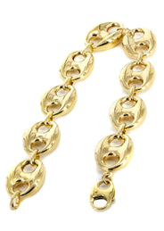 Semi Solid  Womens Puff Bracelet 10K Yellow Gold
