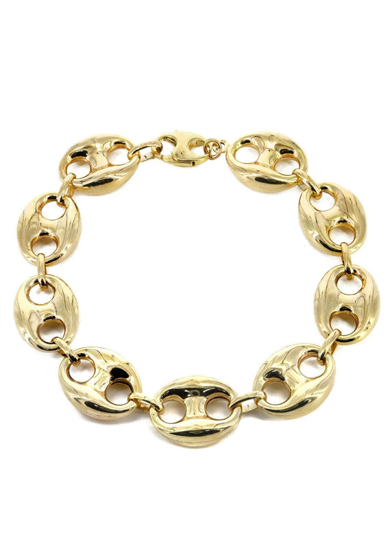 Semi Solid  Womens Puff Bracelet 10K Yellow Gold